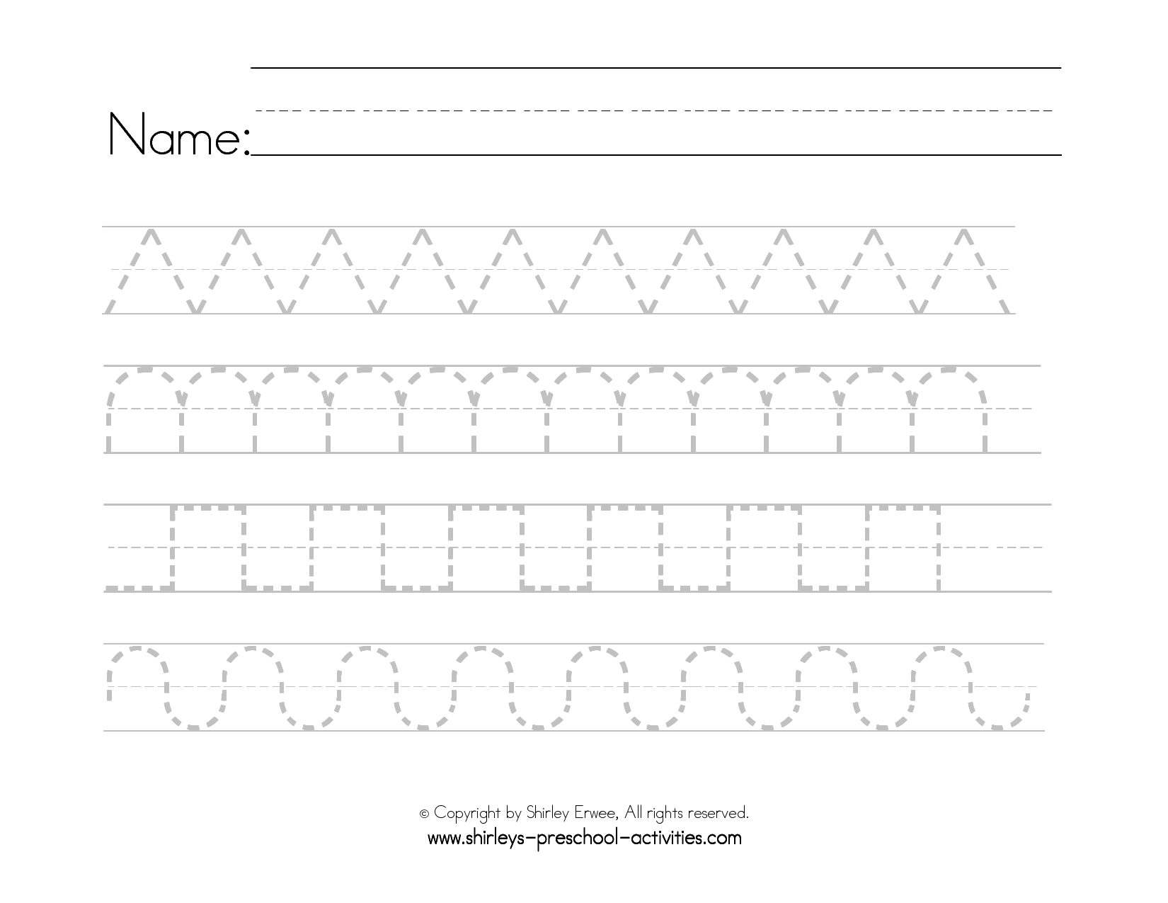 Preschool Printable Writing Patterns Writing Worksheets Cursive 