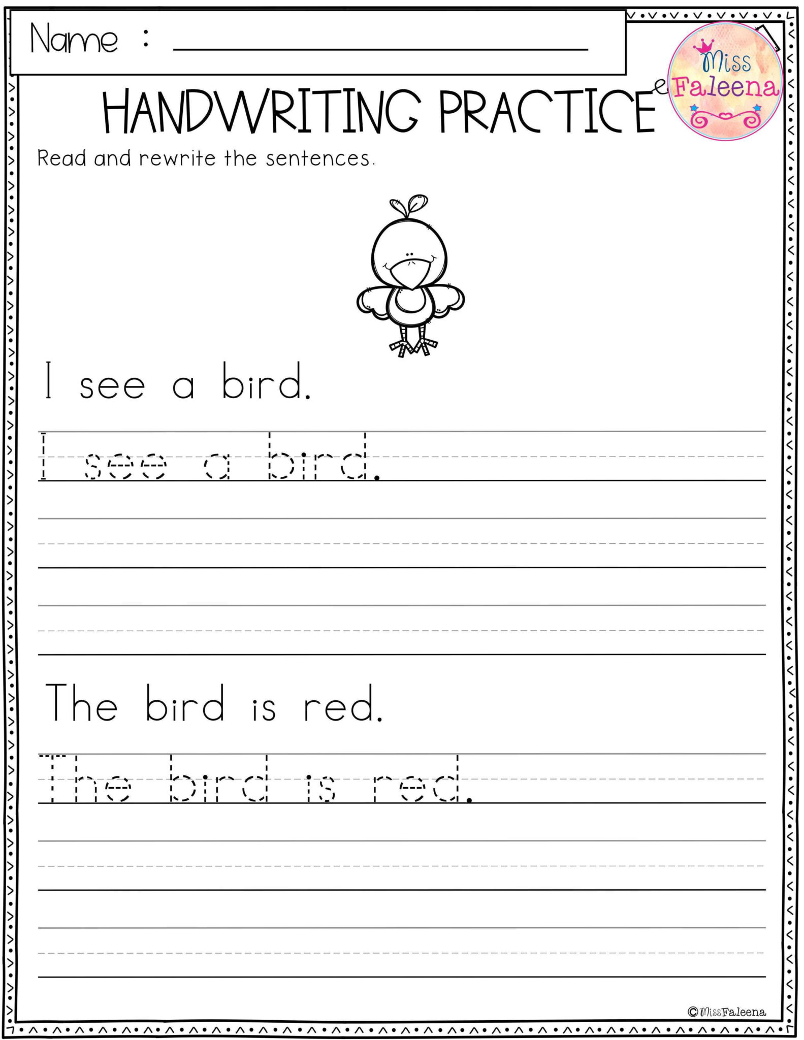 Writing Worksheets For Kindergarten Printable | Writing Worksheets