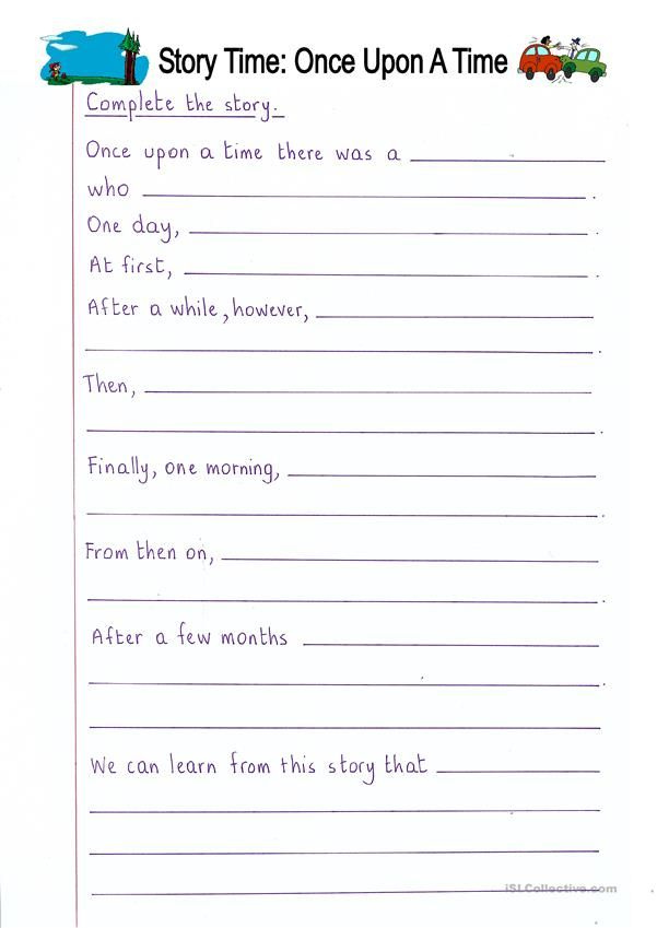 Read And Complete Once Upon A Time story Writing English ESL 