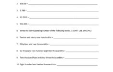 Reading And Writing Decimals Worksheet