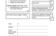 Resume Writing Activity Identify Parts Of The Resume Writing