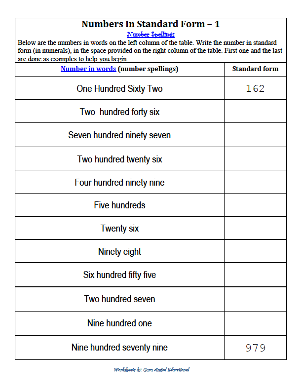 SECOND GRADE MATH WRITING NUMBERS IN STANDARD FORM Steemkr