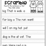 Sentence Scramble Worksheets Kindergarten Literacy Centers Distance