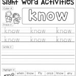 Sight Words I Know Worksheets 99Worksheets