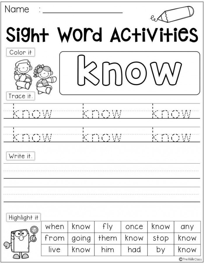 Sight Words I Know Worksheets 99Worksheets