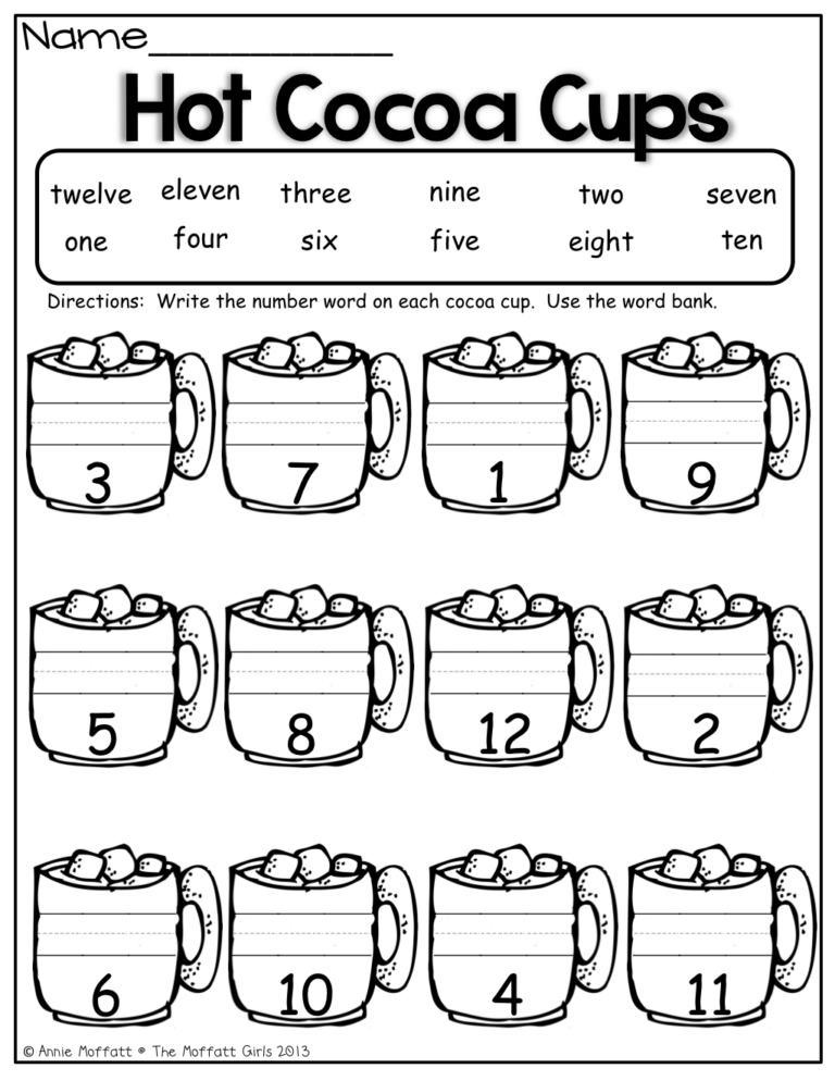 Writing Number Words Worksheets For Kindergarten | Writing Worksheets