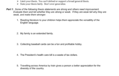 Thesis Statement Worksheet