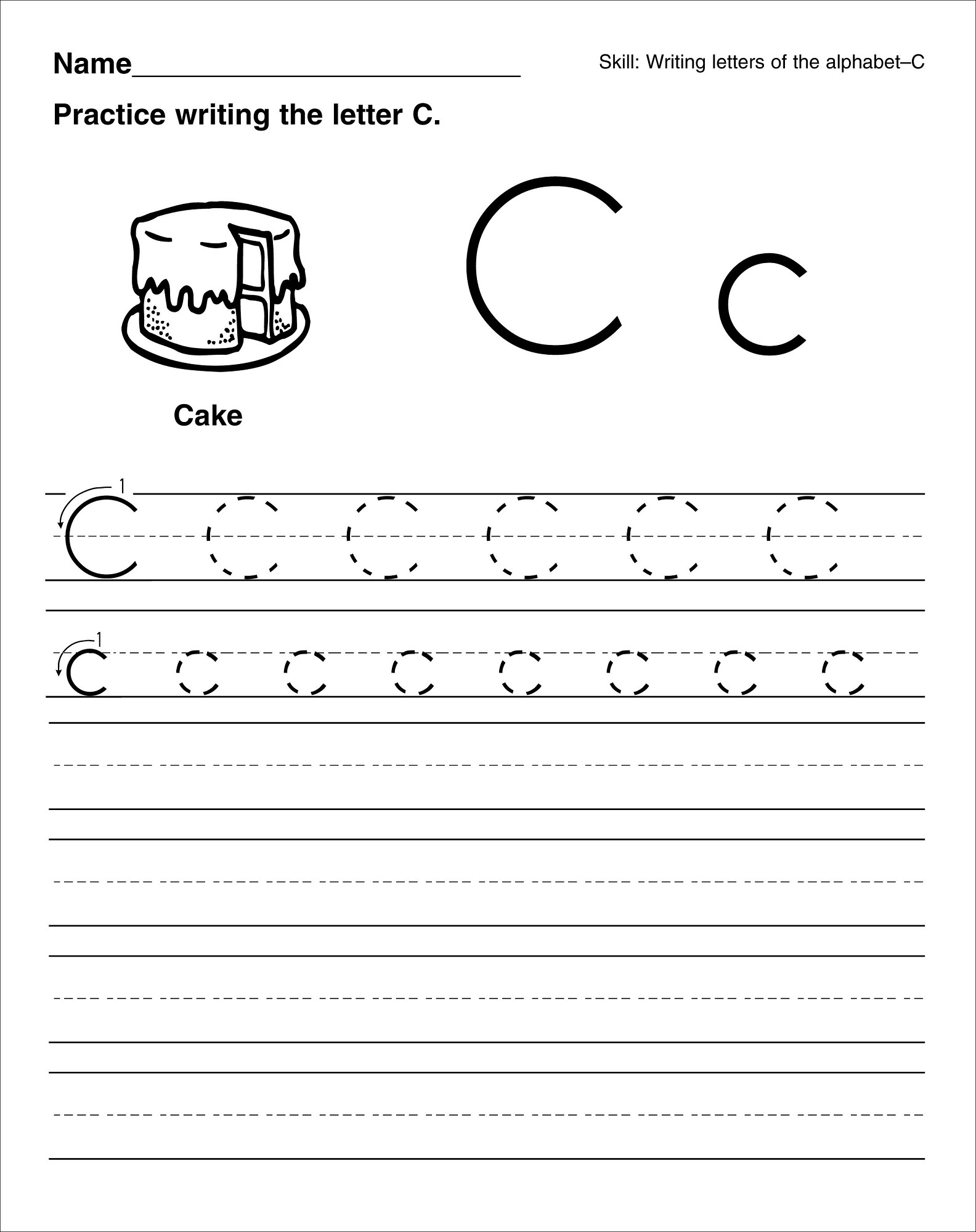 Letter C Writing Worksheet Writing Worksheets