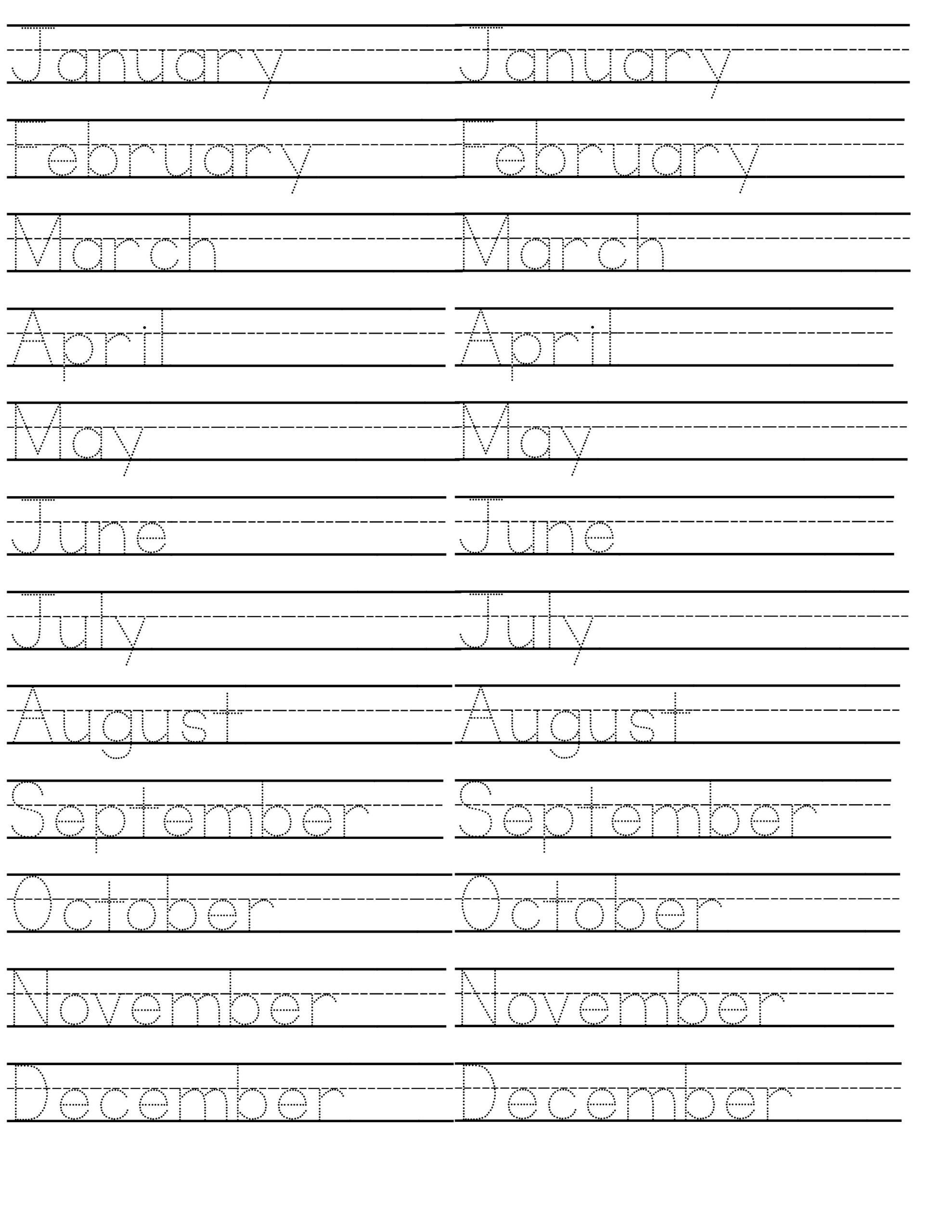 Trace The Months Of The Year Months In A Year Kindergarten Math 