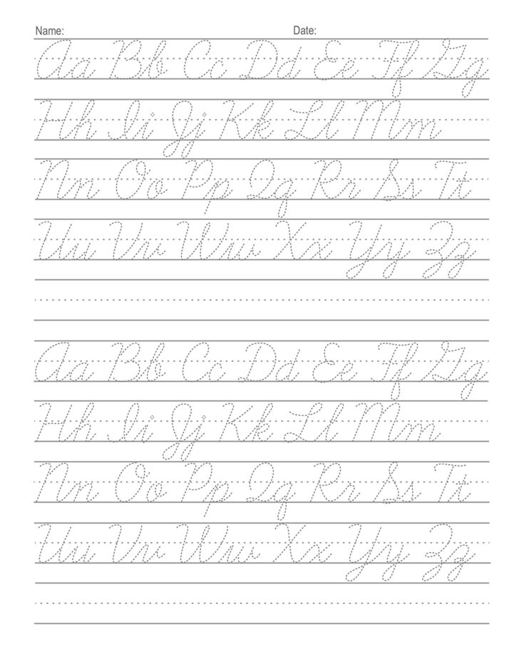Cursive Writing Traceable Worksheets