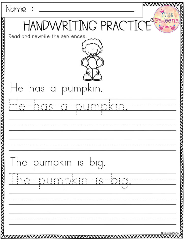 Handwriting Writing Worksheets For Kindergarten