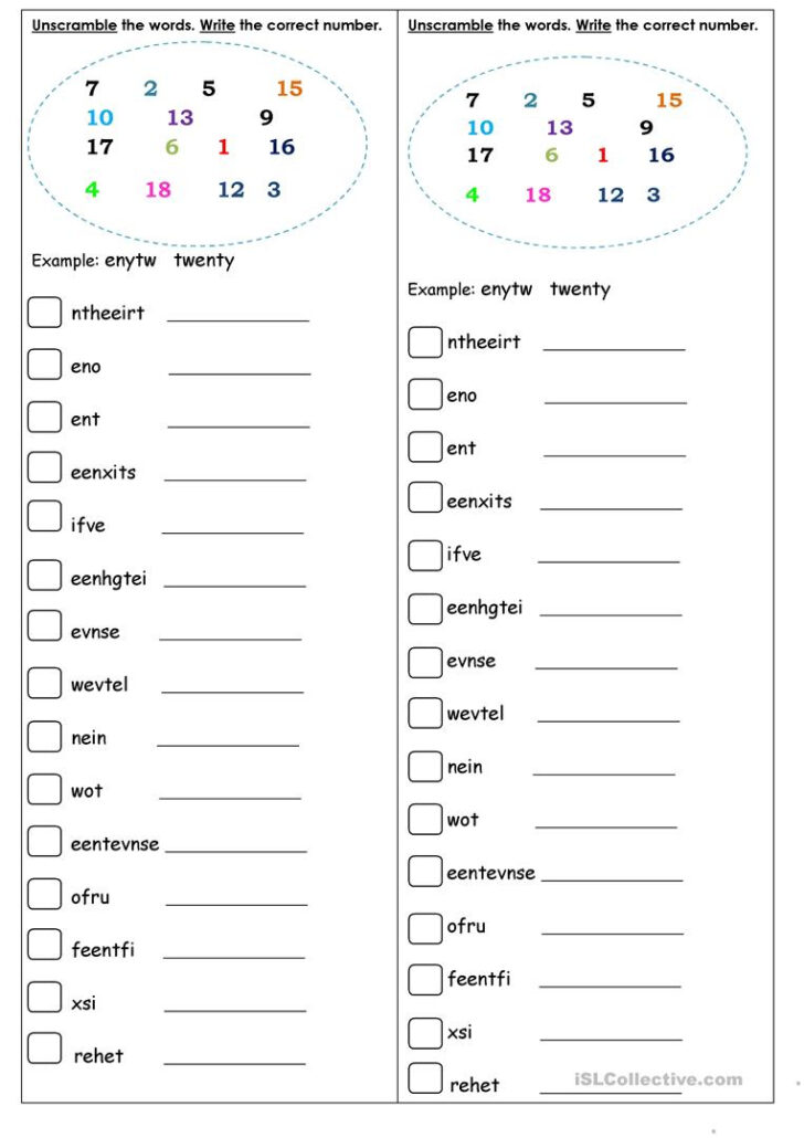 Writing Words For Numbers Worksheets