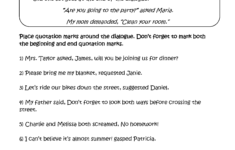 Using Quotation Marks With Dialogue Worksheets Writing Worksheets