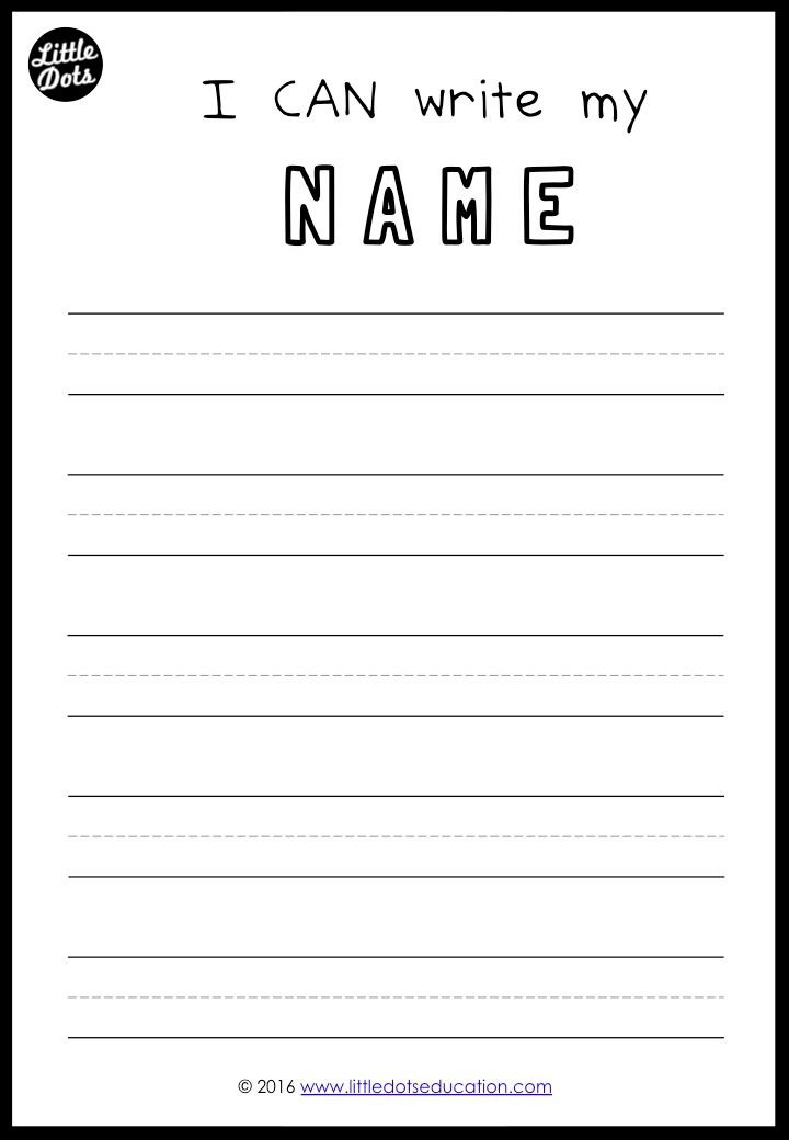 Name Writing Worksheet Preschool