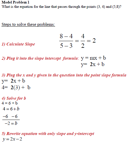 Writing Equations Given Two Points Worksheet