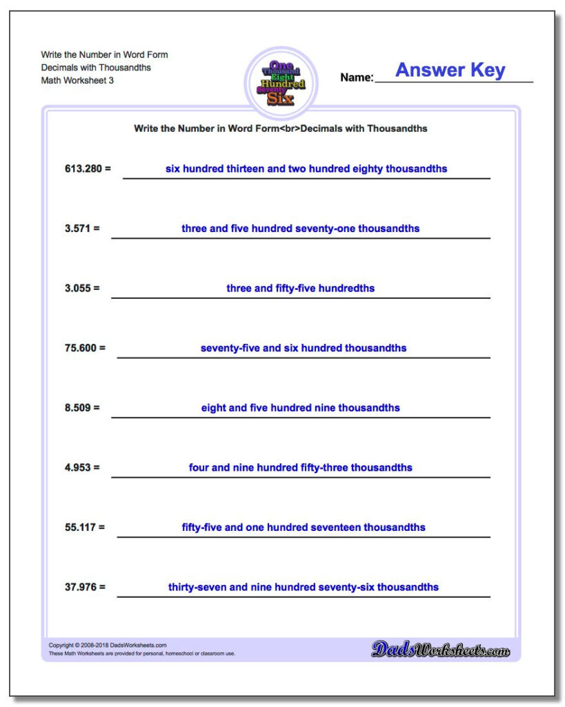 Write Numbers In Word Form Writing Worksheets