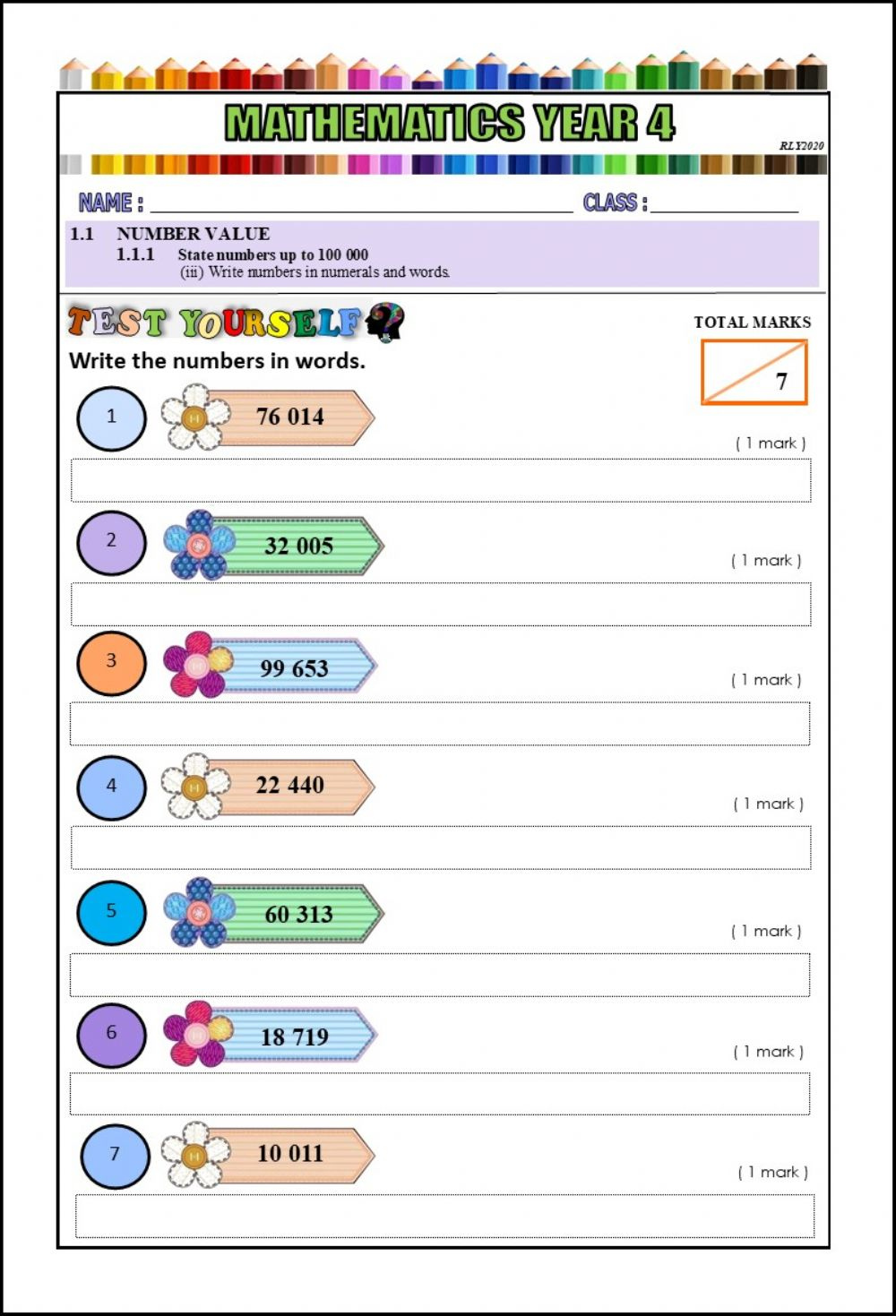 Worksheets On Writing Numbers In Words Writing Worksheets