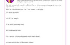Write The Topic Sentence Writing Worksheet