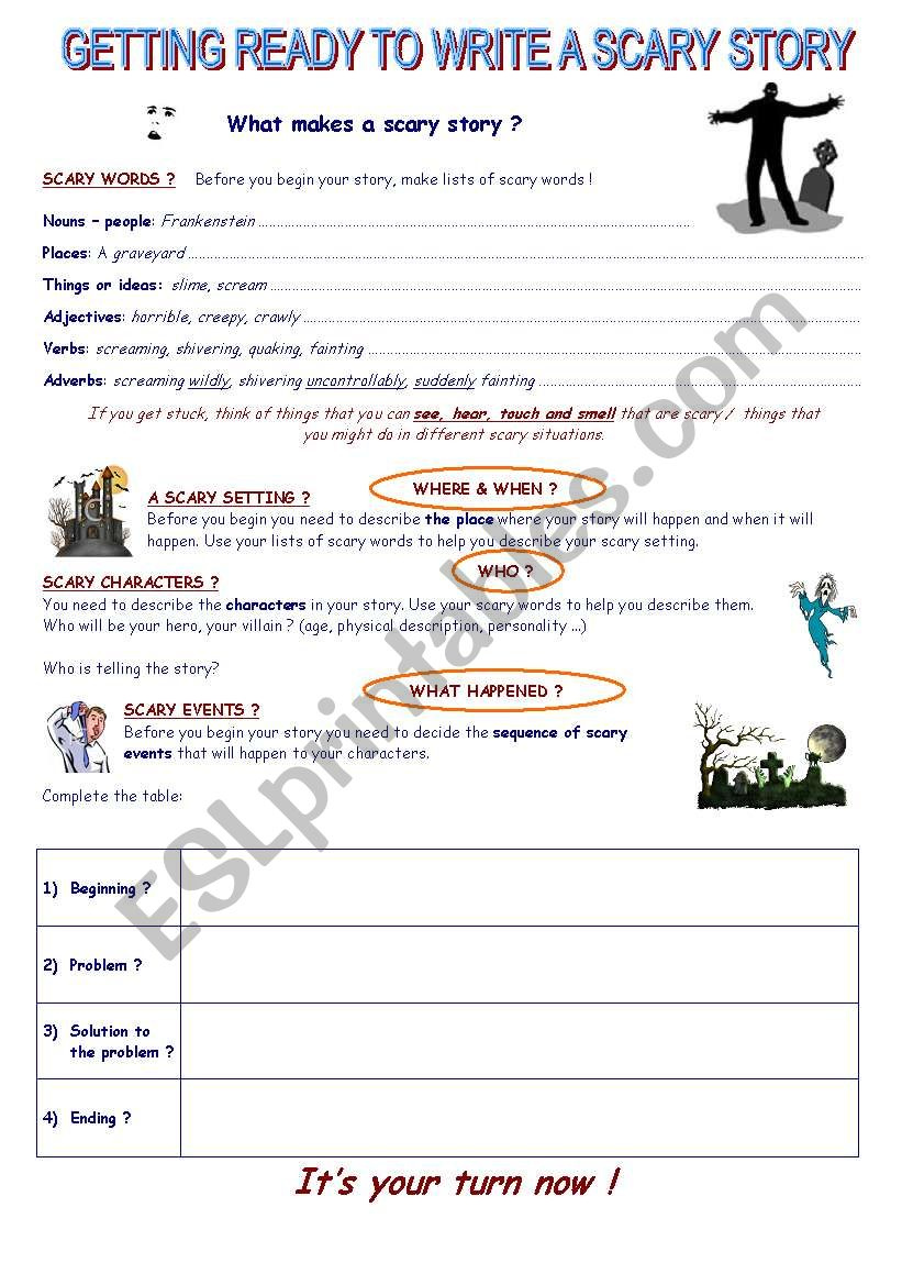 Writing A Scary Story ESL Worksheet By Estelle73