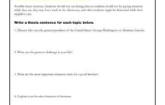 Writing A Thesis Statement Middle School Worksheets Worksheets Master