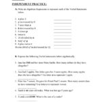 Writing Algebraic Expressions Worksheet