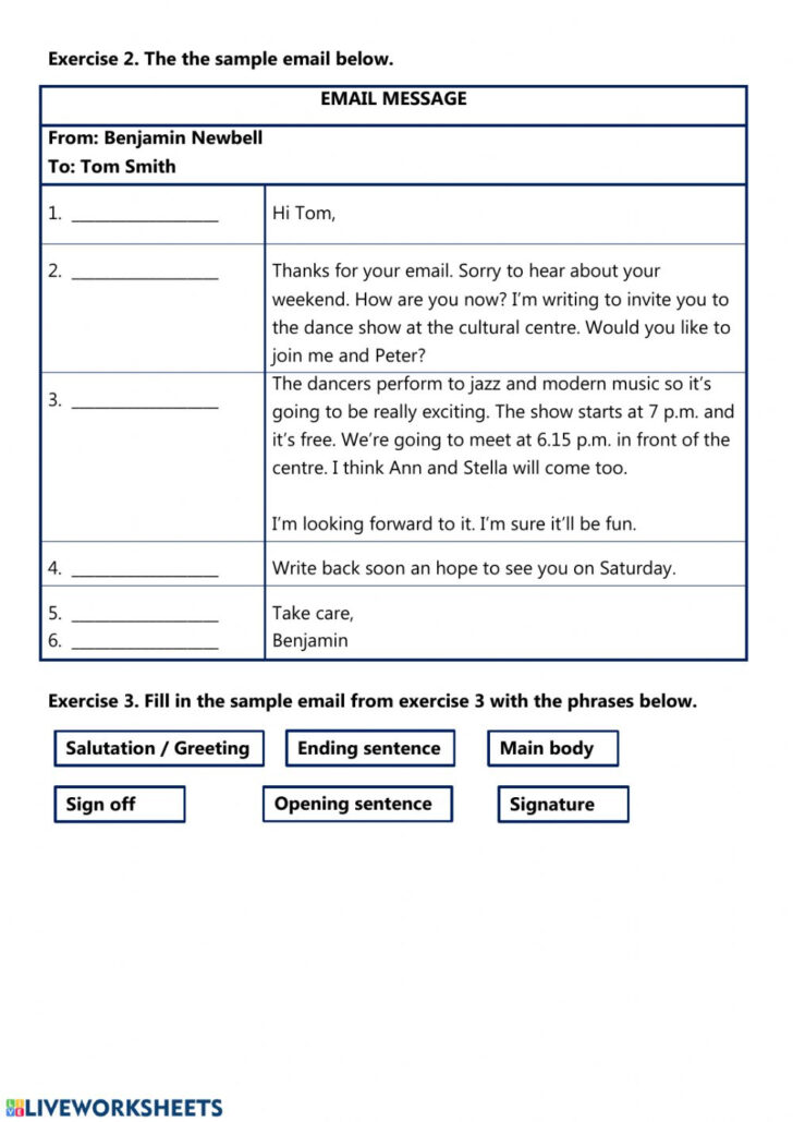 informal email writing topics for class 6 worksheets