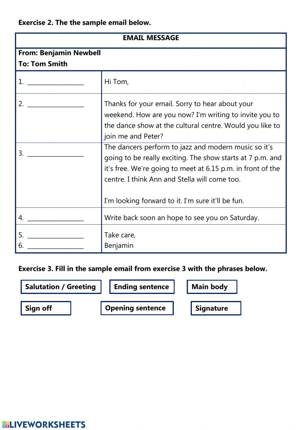 Writing An Informal Email Worksheet