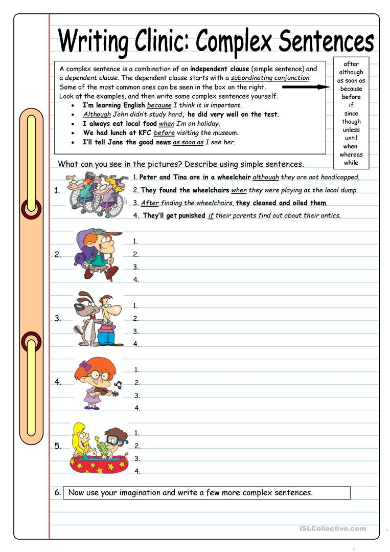 Esl Writing Sentences Worksheets Writing Worksheets