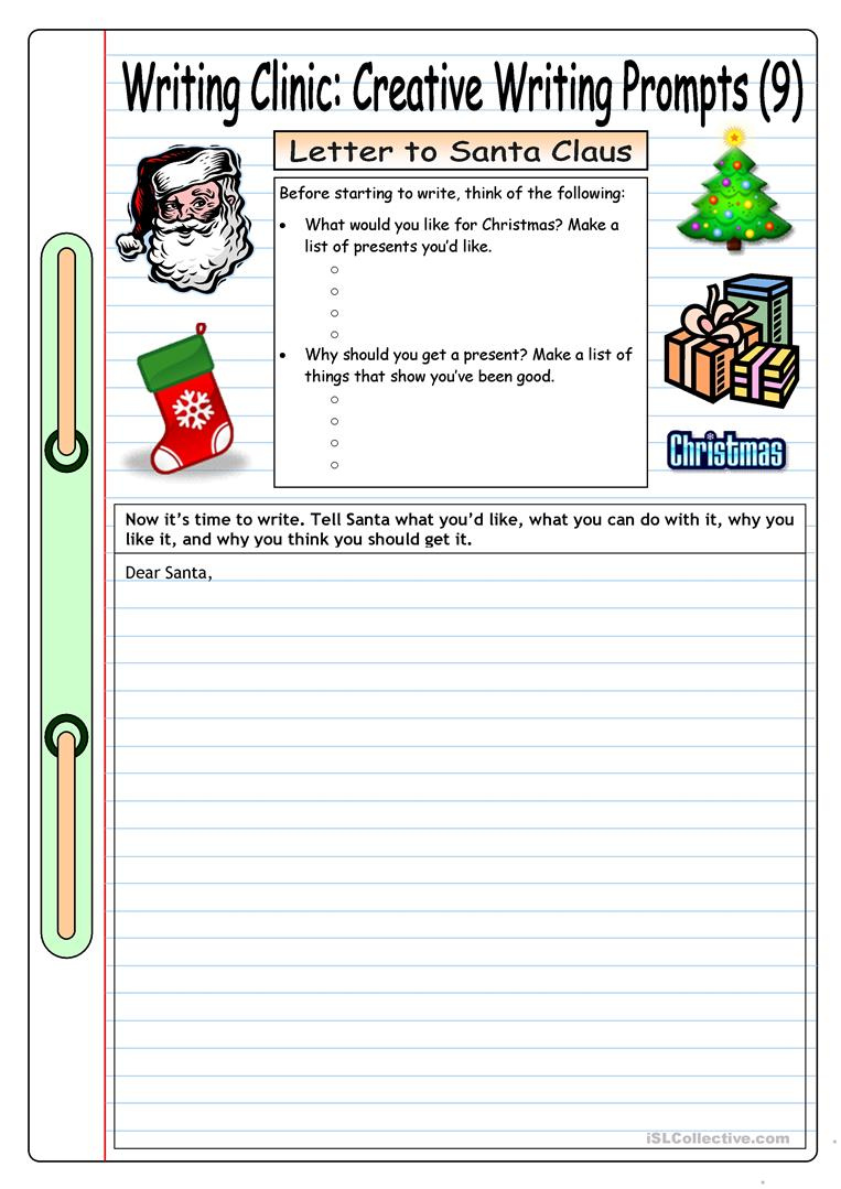 Writing Clinic Creative Writing Prompts 9 Letter To Santa Claus 