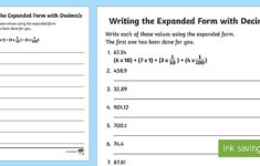 Writing Decimals In Expanded Form Worksheets Worksheets Master