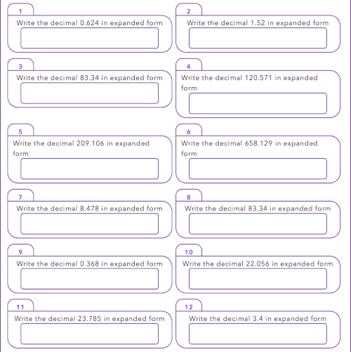 Writing Decimals In Expanded Form Worksheets Worksheets Master