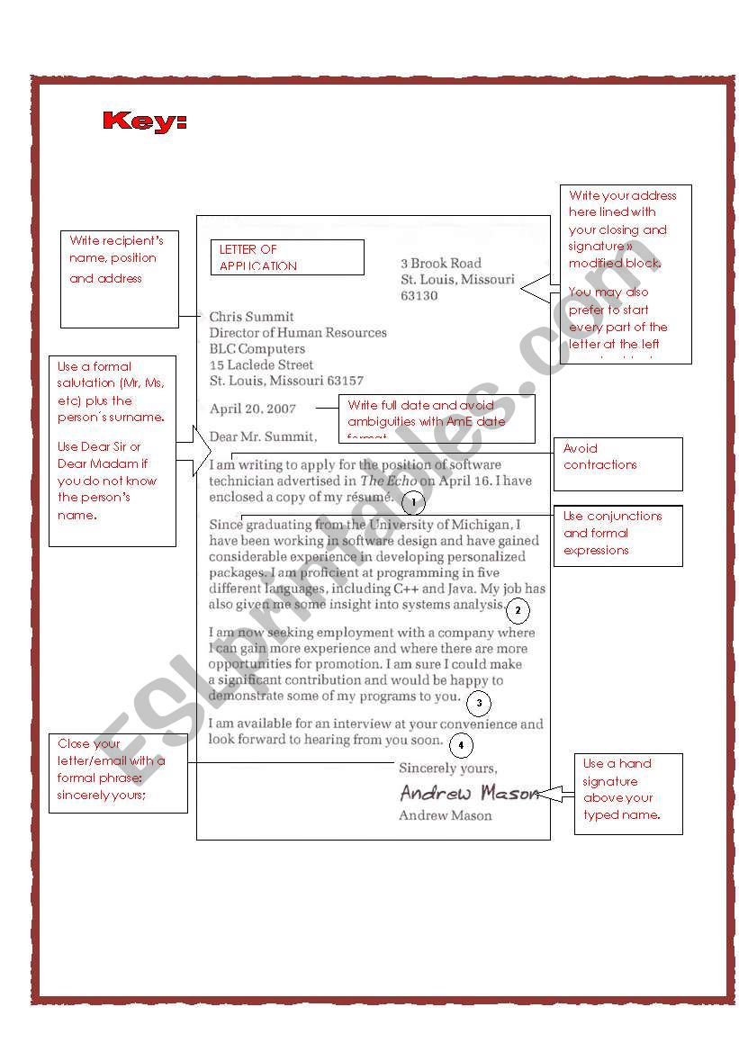 Writing Formal Letters And Emails Answer Key ESL Worksheet By Hekateros