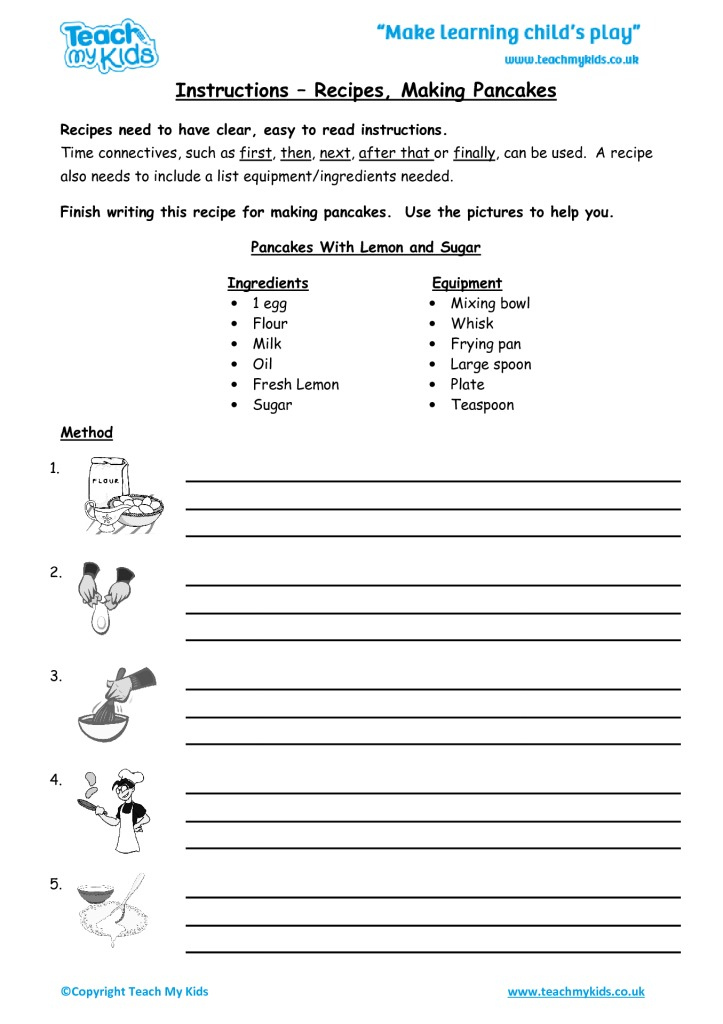 Instructional Writing Worksheets