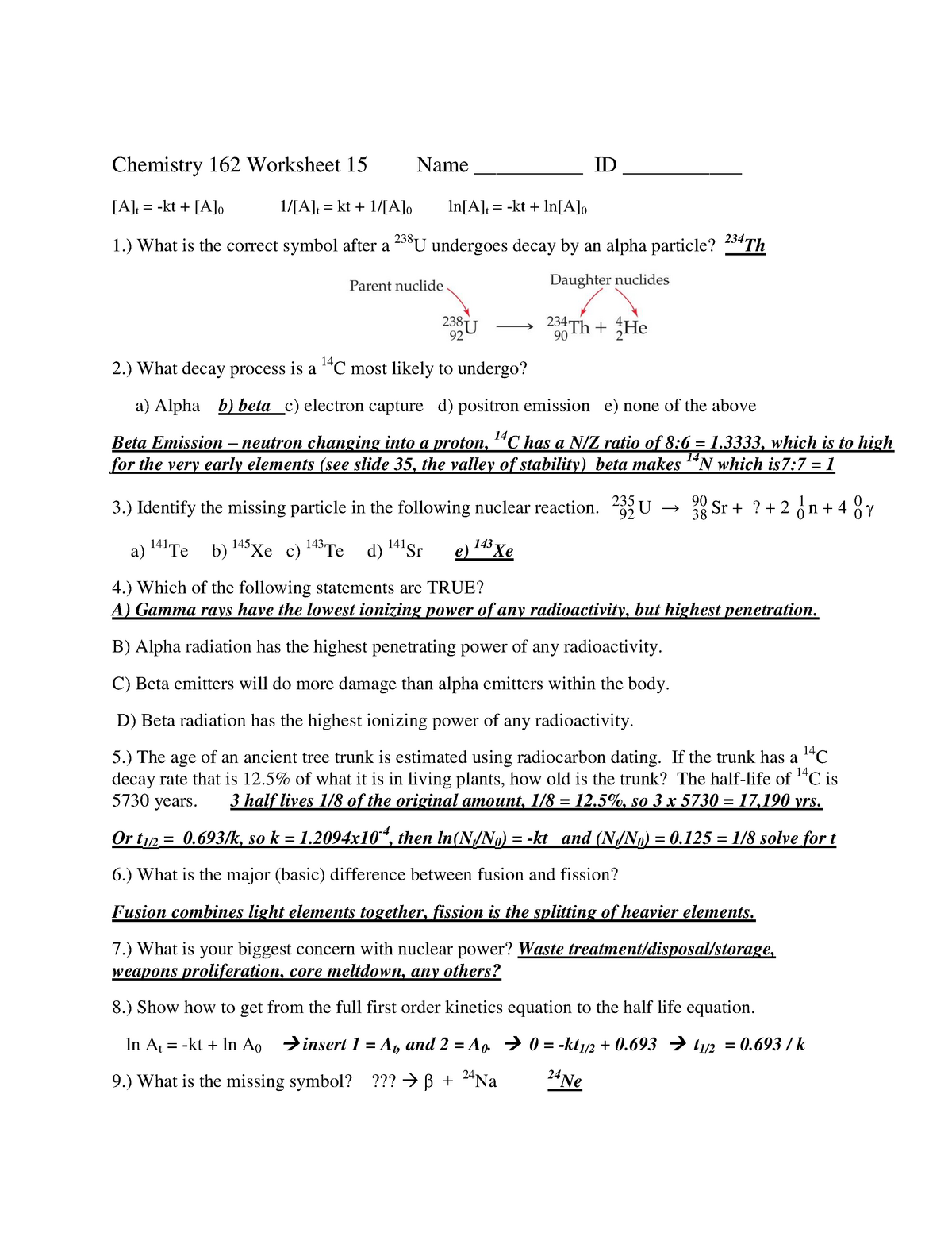 Writing Nuclear Equations Chem Worksheet 4 4 Answer Key Kidsworksheetfun