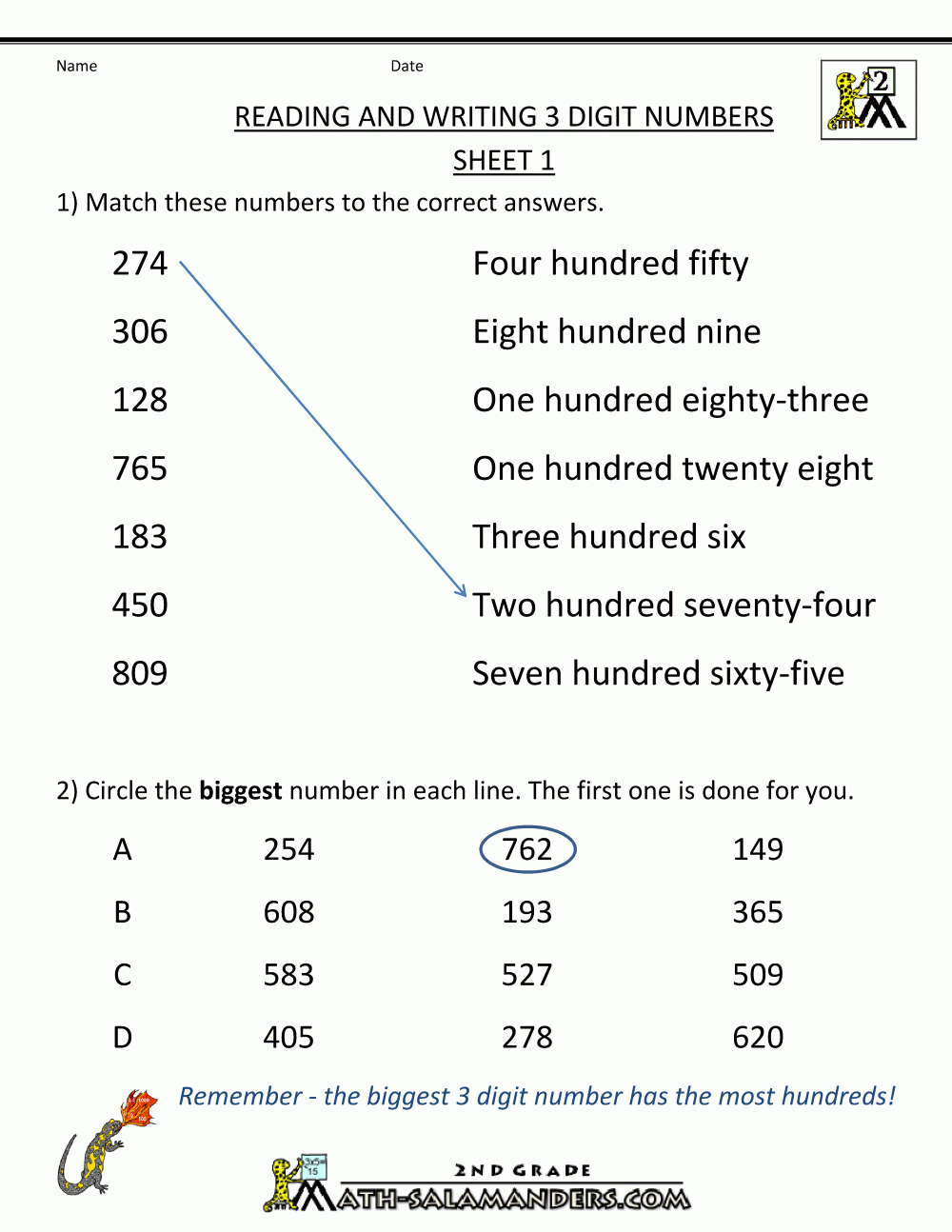 Writing Numbers In Words Worksheets Grade 2 Pdf Emanuel Hill s 