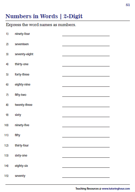 Writing Numbers In Words Worksheets Grade 2 Writing Worksheets