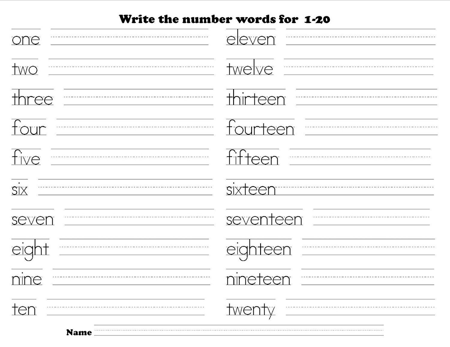 Writing Numbers Worksheet For Basic Mathematics Introduction Number 