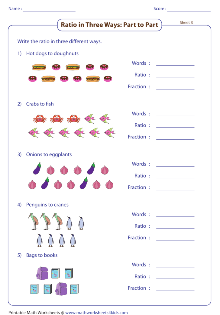 Writing Ratios In Different Ways Worksheet With Answer Key Download