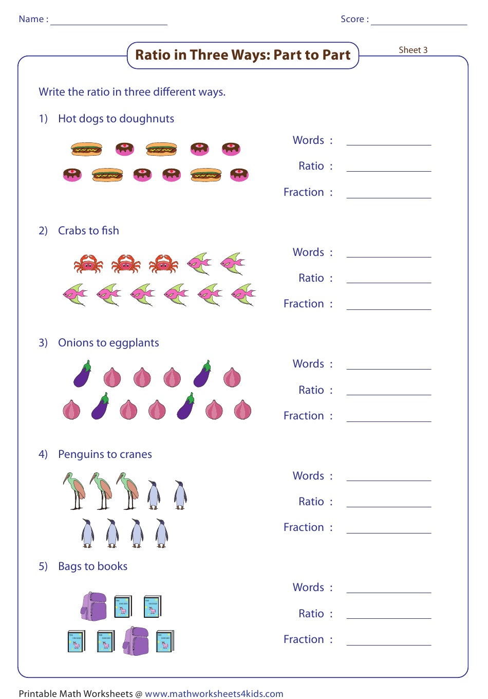 Writing Ratios In Different Ways Worksheet With Answer Key Download 