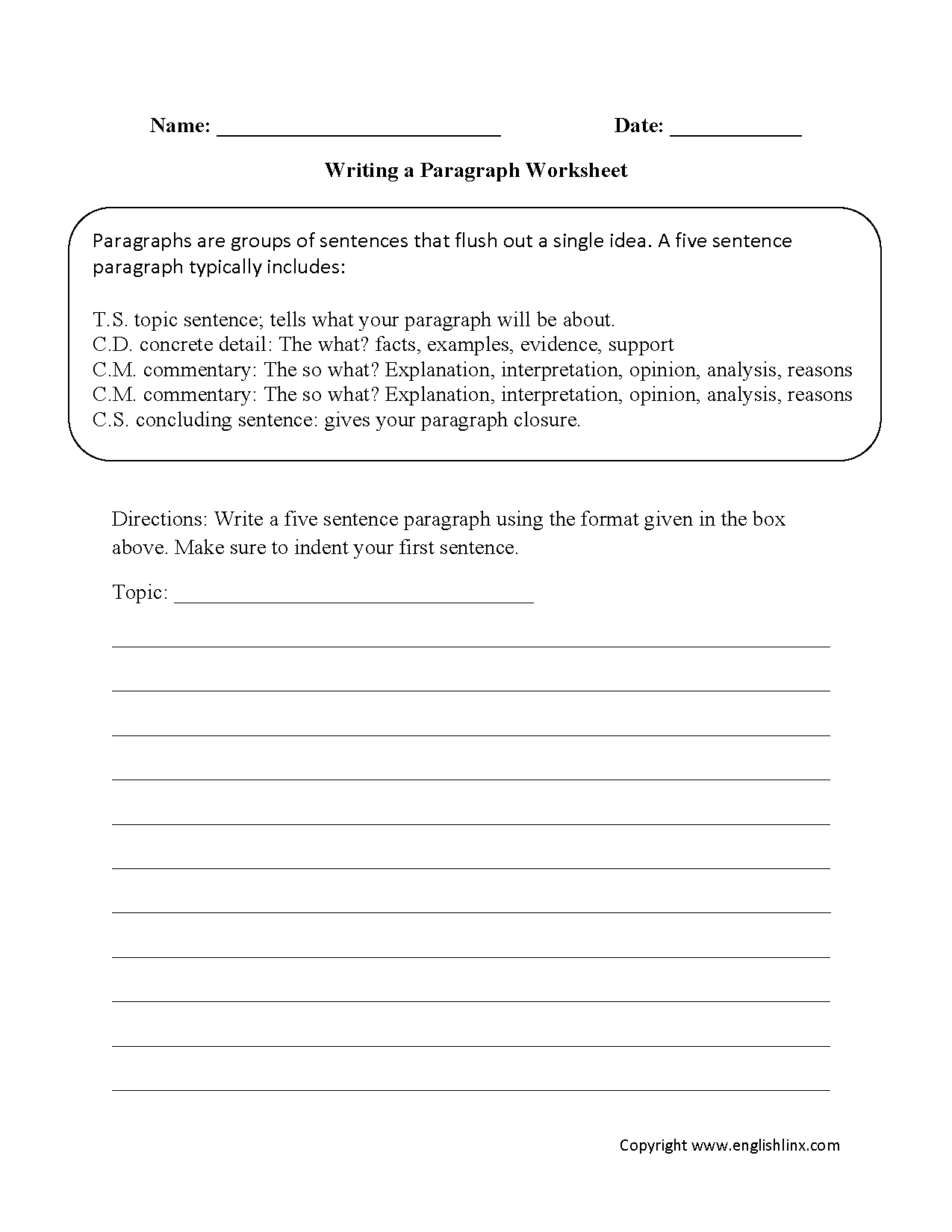 Writing Worksheets Paragraph Writing Worksheets Paragraph Writing 